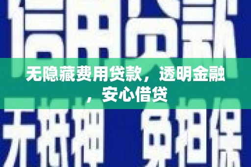 共和无隐藏费用贷款，透明金融，安心借贷