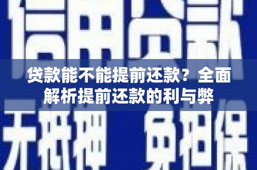 共和贷款能不能提前还款？全面解析提前还款的利与弊