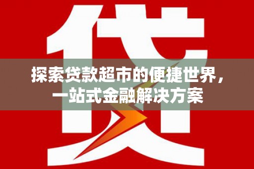 共和探索贷款超市的便捷世界，一站式金融解决方案