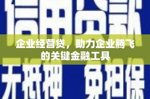 共和企业经营贷，助力企业腾飞的关键金融工具