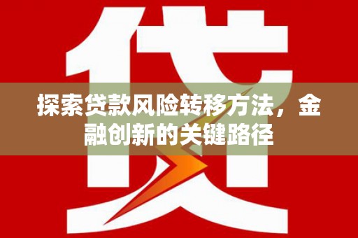 共和探索贷款风险转移方法，金融创新的关键路径