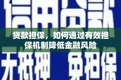 共和贷款担保，如何通过有效担保机制降低金融风险