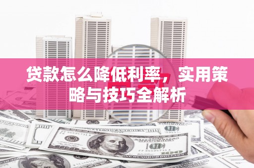 共和贷款怎么降低利率，实用策略与技巧全解析