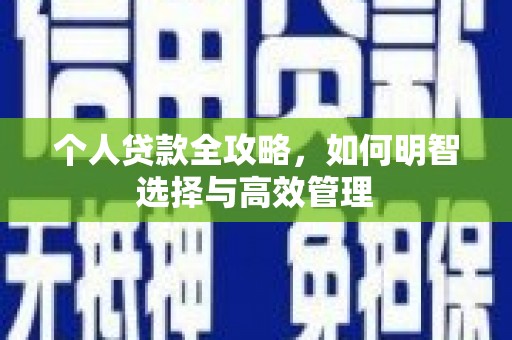 共和个人贷款全攻略，如何明智选择与高效管理