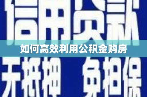 共和如何高效利用公积金购房