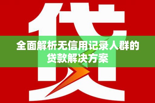 共和全面解析无信用记录人群的贷款解决方案